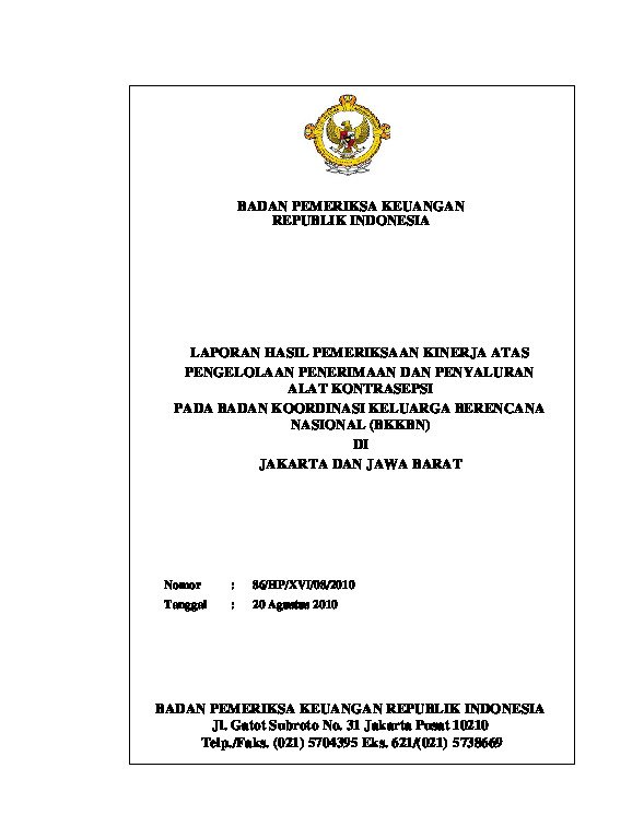 JariUngu.com : Laporan Badan Pemeriksa Keuangan RI: Laporan Hasil