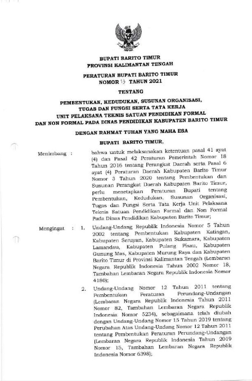 Peraturan Bupati Barito Timur No 13 Tahun 2021 Tentang Pembentukan peraturan-bupati-barito-timur-no-13-tahun-2021-tentang-pembentukan