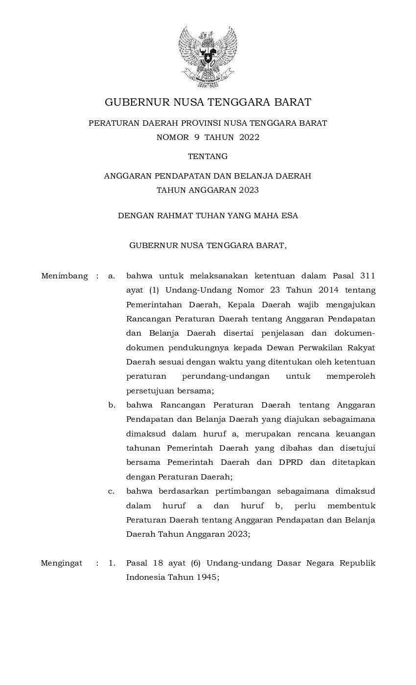 peraturan-daerah-provinsi-nusa-tenggara-barat-no-9-tahun-2022-tentang